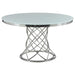 Irene Round Glass Top Dining Table White and Chrome image