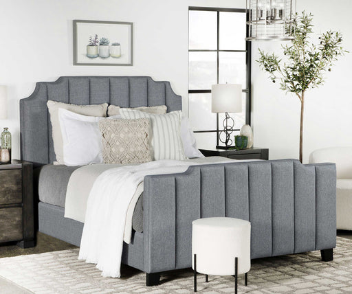 Fiona Upholstered Panel Bed Light Grey image