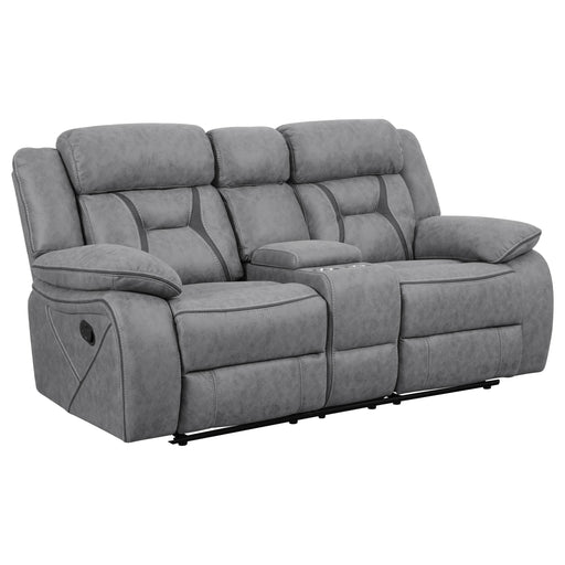 Higgins Pillow Top Arm Motion Loveseat with Console Grey image