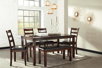 Coviar Dining Table and Chairs with Bench (Set of 6)