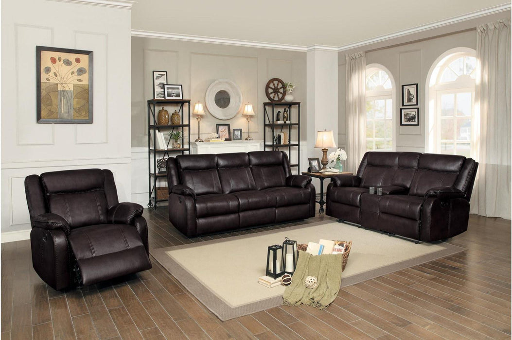Homelegance Furniture Jude Double Glider Recliner Sofa in Brown 8201BRW-3